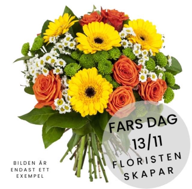 Sprid farsdagsglädje med blommor! Hos Florister i Sverige väljer du själv utförandebutik. Låt floristen skapa en tjusig farsdagsbukett!